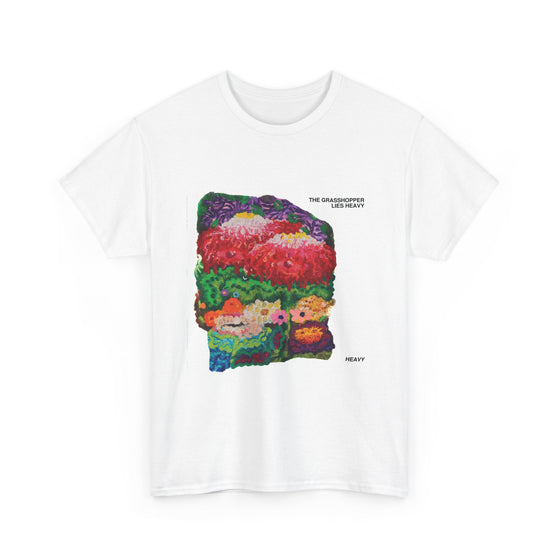 Psychedelic Floral Graphic Tee — "The Grasshopper Lies Heavy" Band Shirt